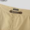INCERUN Men Zipper Button Waist Layers Casual Half Wide Leg Short Pants Shorts