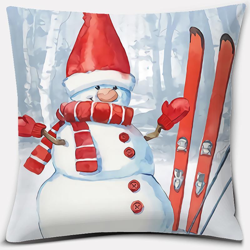 Santa Print Series Pattern Pillowcase Square Pillowcase Home Office Decoration Pillowcase