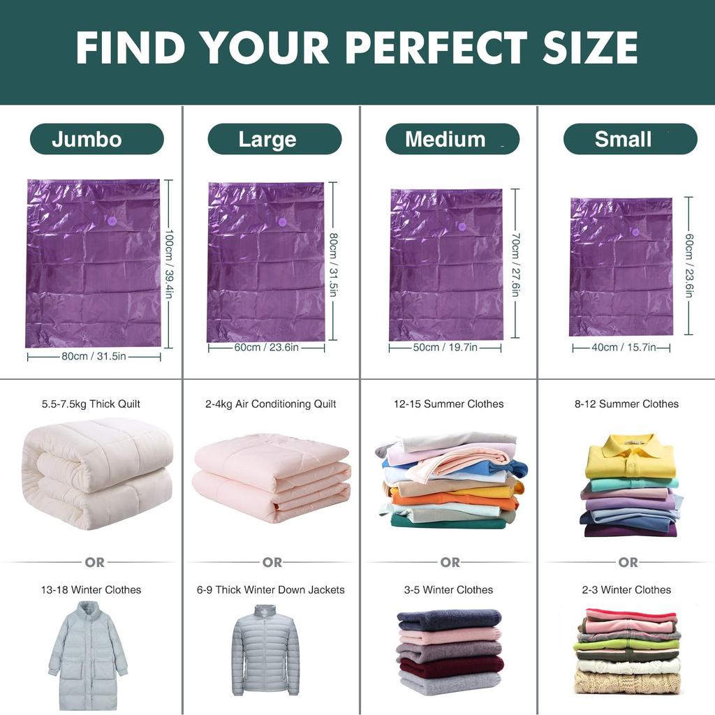 Vacuum Storage Bags Inside with Lavender Scent Reusable Clothes Storage Bags for Clothing Organizer Comforters Blankets, Bedding