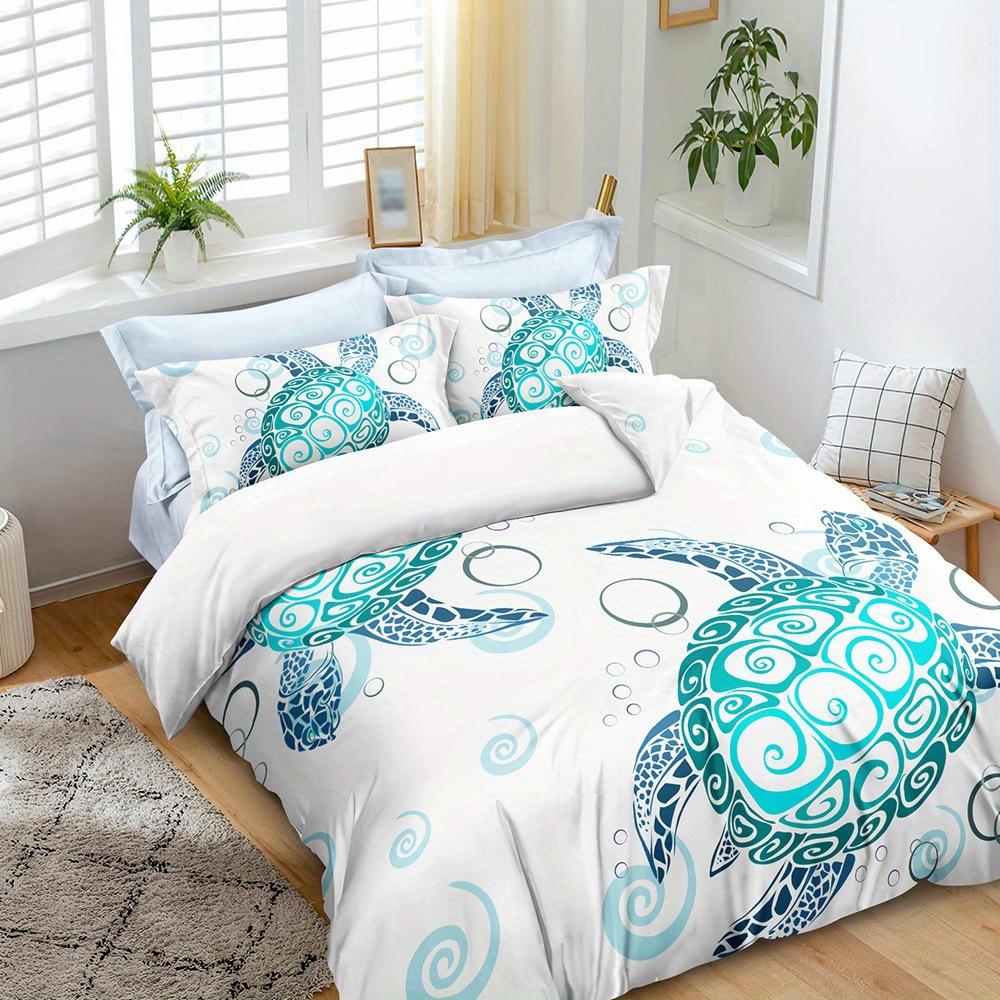 Three-Piece Marine Turtle Animal Digital Print Quilt Pillowcase Bedding Home Textile Kit