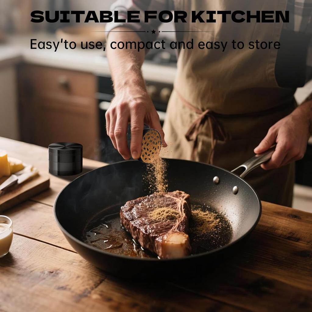 40mm 4-layer Metal Herbal Spice Grinder Made of Aluminum-zinc Alloy with Scraper Kitchen Utensil Smooth Portable Grinding Tool