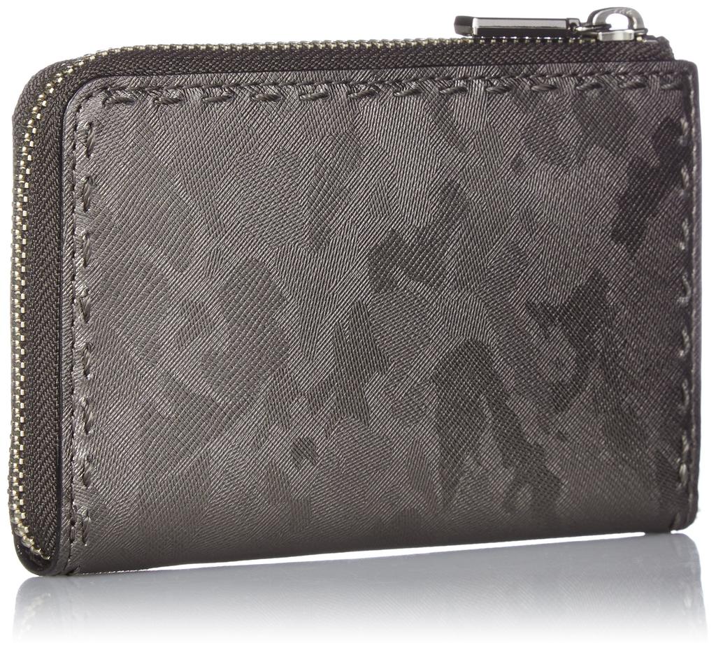 Katharine Hamnett London BOND Wallet, Made in Japan with Metallic Camouflage Leather, Large Zipper, Medium Size, Gunmetallic