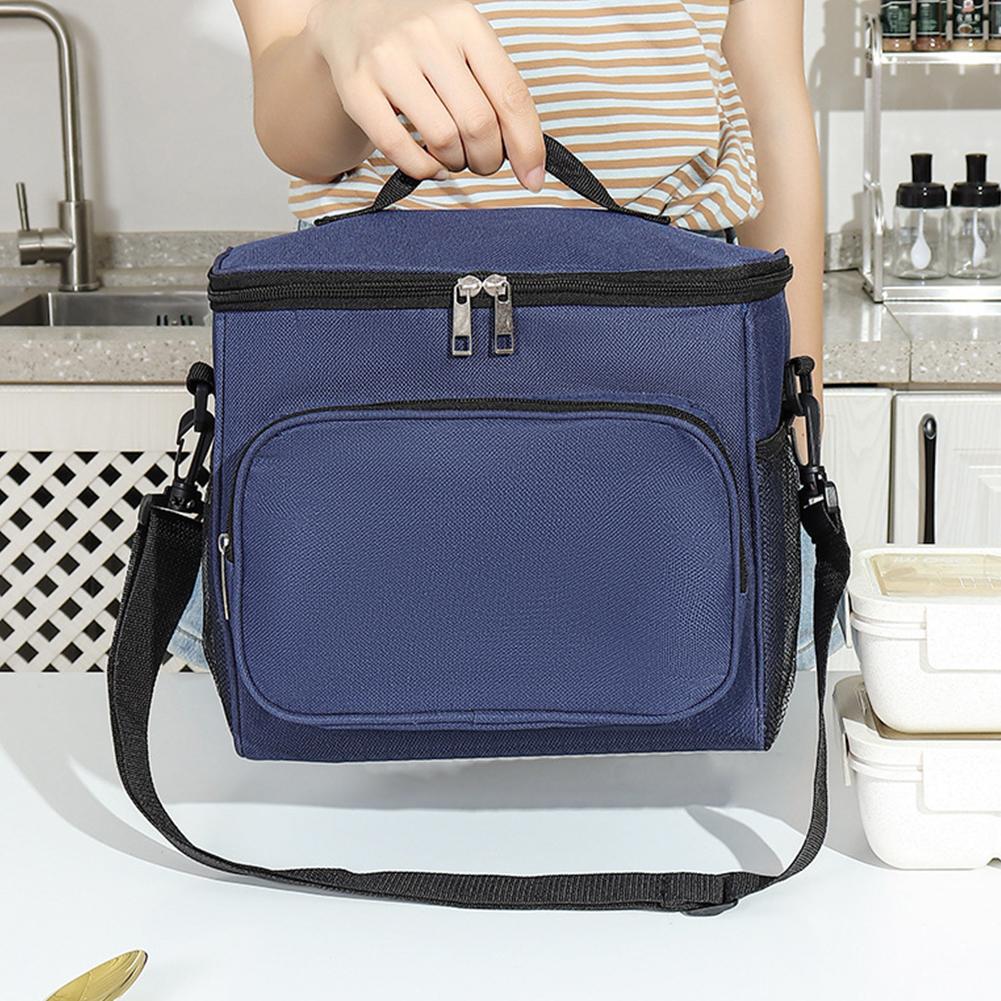Portable Picnic Bag Large Capacity Food Thermal Box with Adjustable Shoulder Strap Insulated Lunch Bag for Spring Outing Travel
