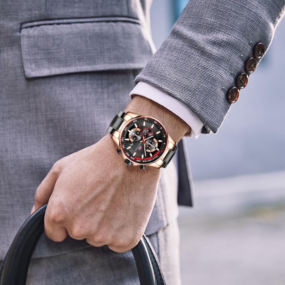 Top Luxury With Box MINI FOCUS Brand Men's Watch Luminous Waterproof Men's Quartz Watch 0218G