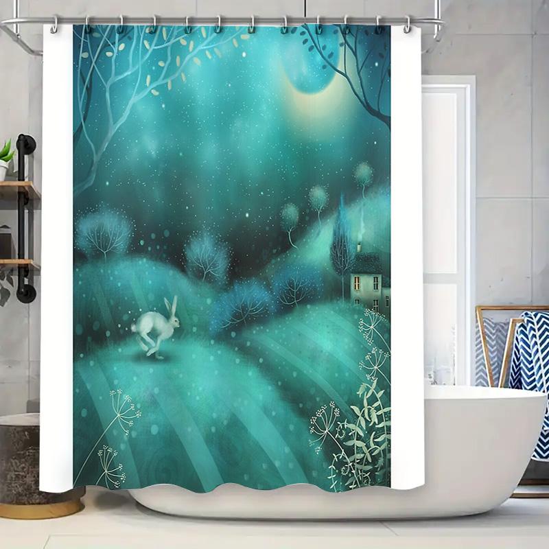 

Forest Deer Shower Curtain Woodland Animal Nature Landscape Bathroom Decor Vintage Rustic Home Decor Shower Curtains W60H190(CM)-1 Pcs
