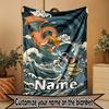 Custom Name Personalized Charizard VS Blastoise Print Blanket, Home Decor, Bedroom, Sofa, Camping, Couch, Gifts for Birthday Christmas