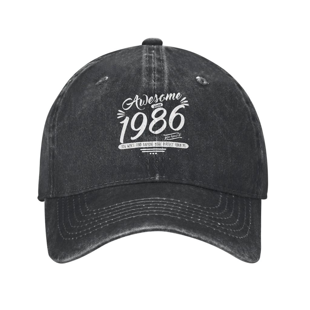 Unisex Vintage  Birthday Year  Years Old Printed Hats Vintage Distressed Denim Baseball Cap Adjustable