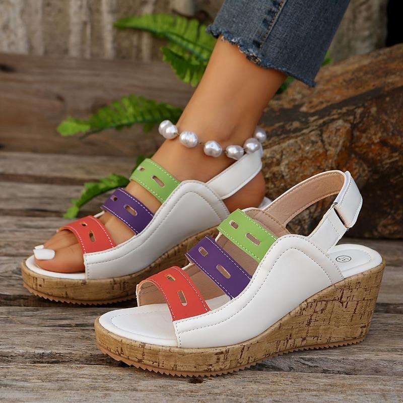 Women's Color Block Platform Wedge Sandals Women's New Summer Sandals Casual Shoes