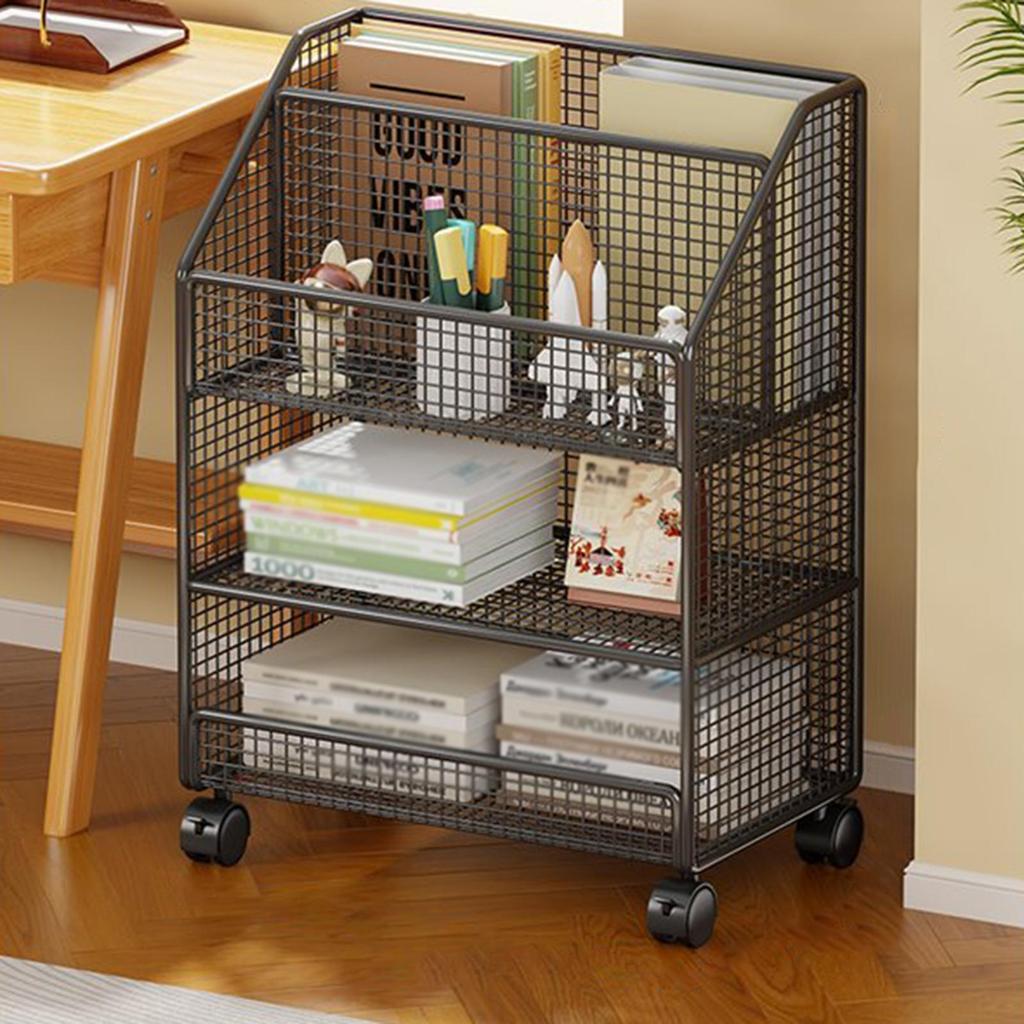 Rolling Book Cart Holder Trolley Sturdy Toys Handbag Organization Multifunctional for Kids Room Bathroom Office Bedroom Dorm