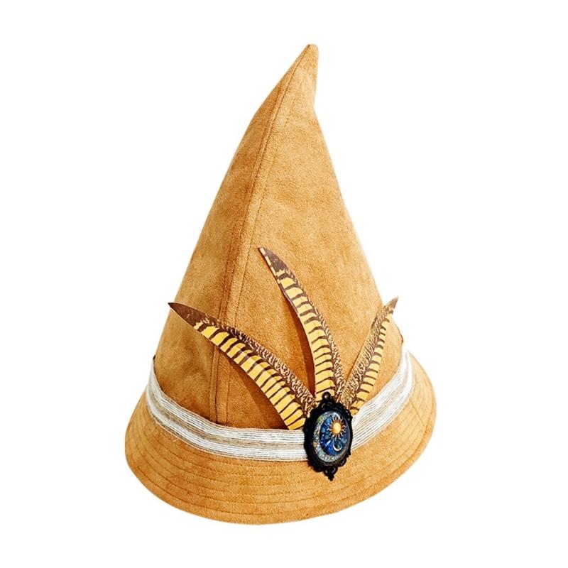 

Pointed Witch Hat With Soft Feather For Halloween Costume Party Cosplay Themed Event Lightweight Polyester Wizard Hat 1