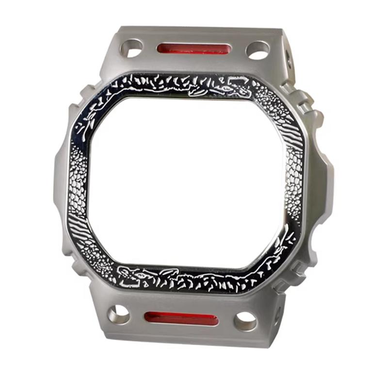 For Casio Small Square GW-M5610DW5600 Series Modified Tiger Rock Pattern Relief Mech Metal Case Strap Watch Trendy Accessories