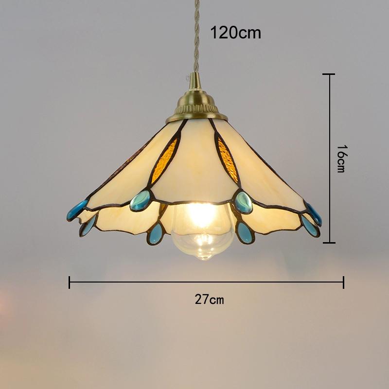 Home Garden LED Pendant Light Fixture Wood Copper Glass Lampshade Vintage Edison Bulb Hanging Lamp Restaurant Ceiling Chandelier