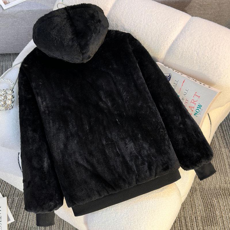 Wear Both Sides Fashion Winter Faux Fur Jackets Woman Parkas Hooded Casual Women's Short Coats