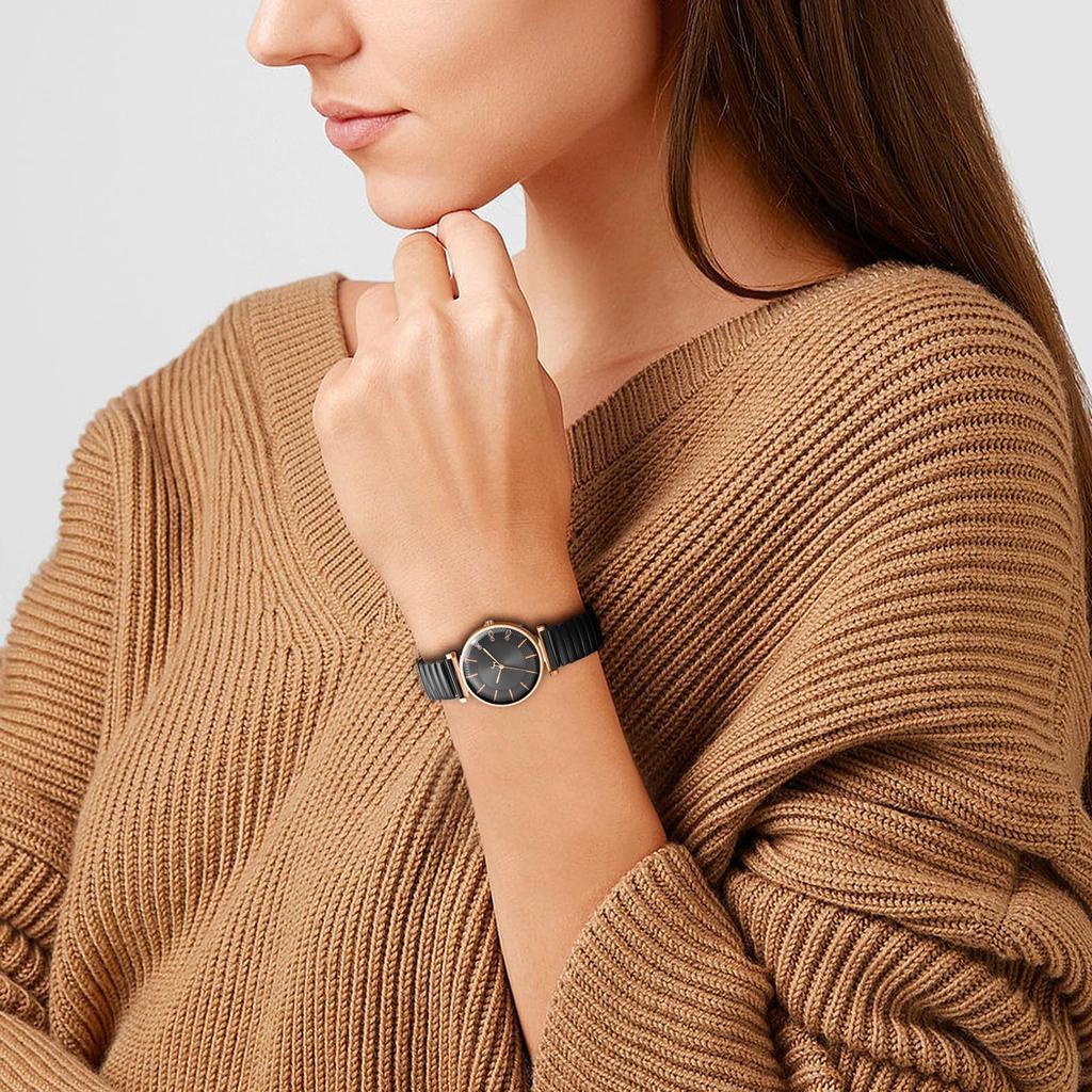 Stainless Steel Elastic Strap Easy To Put On and Take Waterproof Quartz Watch with Analog One Size Fits Minimalist Design Perfect Gift Women's Watch