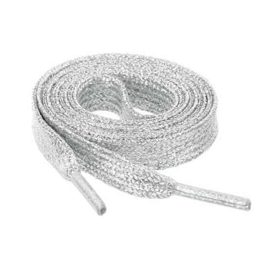 Allegra K Metallic Shoelaces Ribbon Flat Wide Fluorescent Shiny Sparkling Stylish Laces Sneakers Universal Shoe Accessories Width 1cm