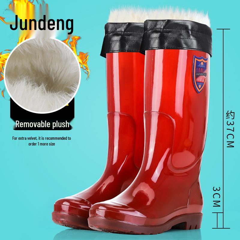 Men's Tan Quick-Dry High-Top Rain Boots - Waterproof, Non-Slip, No-Mesh Rubber Shoes