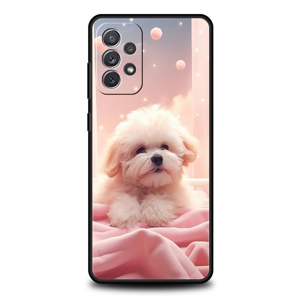 Cute Little Dog Phone Case for Samsung Galaxy A55 A35 A17 A07 A15 A13 A25 A51 A71 A72 A73 A32 A52 A52S A41 5G Soft TPU Shell Bag