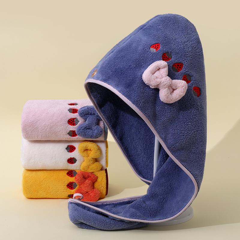 Gorro de Baño para Mujer de Secado Rápido Super Absorbente con Bordado Lindo