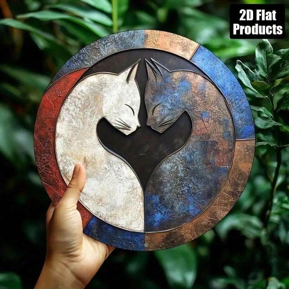 

Vintage Aluminum Cat Heart Sign Rustic Brown Grey Metal Plaque Wall Art Decor For Living Room Bar різнокольоровий