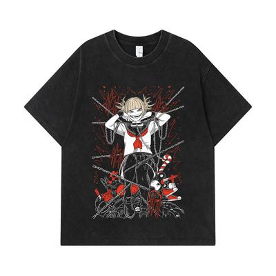 275 GSM Washed T-shirts 100% Cotton My Hero Academia V8 Toga Print Unisex Heavy Cotton T Shirt