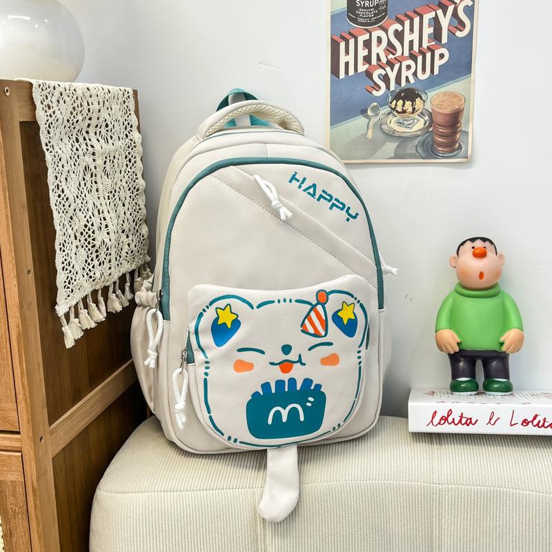 

Large Capacity Backpack Elementary School Students Junior High School Students High School Students Campus Cute Girl Backpack with pendant