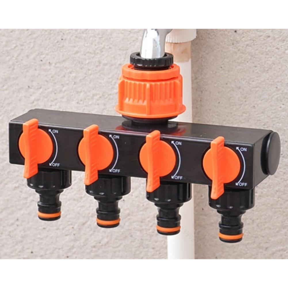 4 Way Water Hose Splitter Leakproof Connector for Garden Irrigation with Adjustable Outlets and Easy Faucet Connection