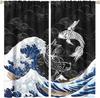 Pink Cherry Blossom Curtains Fantasy Anime Koi Fish Rod Pocket Blackout Window Drapes for Living Room Bedroom Kitchen Cafe Decor