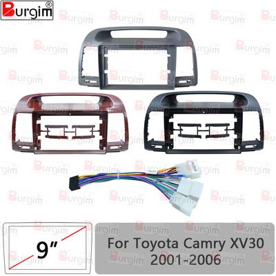 Car Radio Fascias Frame For Toyota Camry XV30 2001-2006 9 Inch 2DIN Stereo Panel Wiring Harness Power Cord Cable