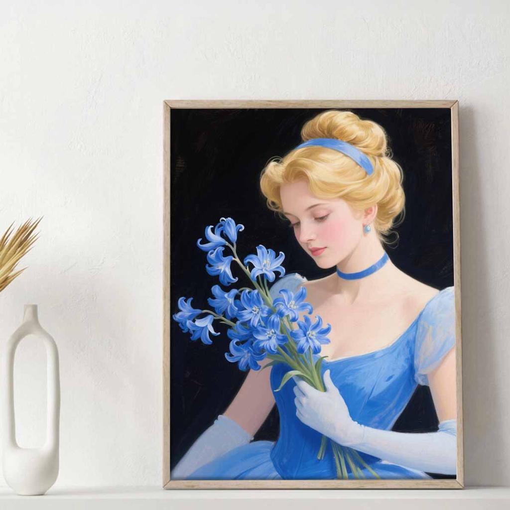 Diamond Mosaic Colorful Diamond Painting Princess and Flowers Full Round Embroidery Cartoon Creative Hobbies Wall Decor