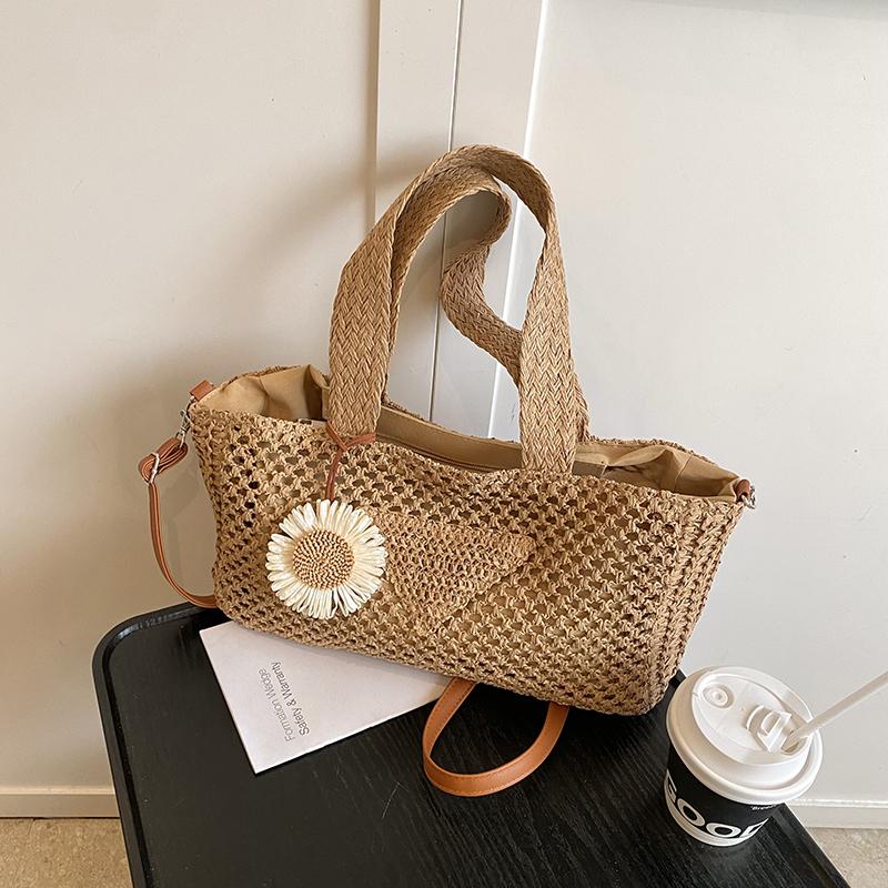 

Summer Woven Hollow Beach Bag Women s Fashion Basket Crossbody Bag Multifunctional Picnic Handbag Ladies Shoulder Bag CLE 41x9x18cm хаки