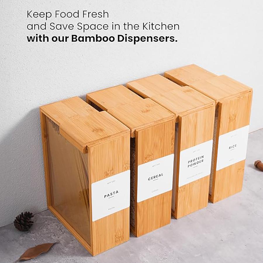 Food Dispenser Bamboo Food Storage Container Clear Food Storage Container Book-Style Canister for Kitchen for Cereal Rice Snack