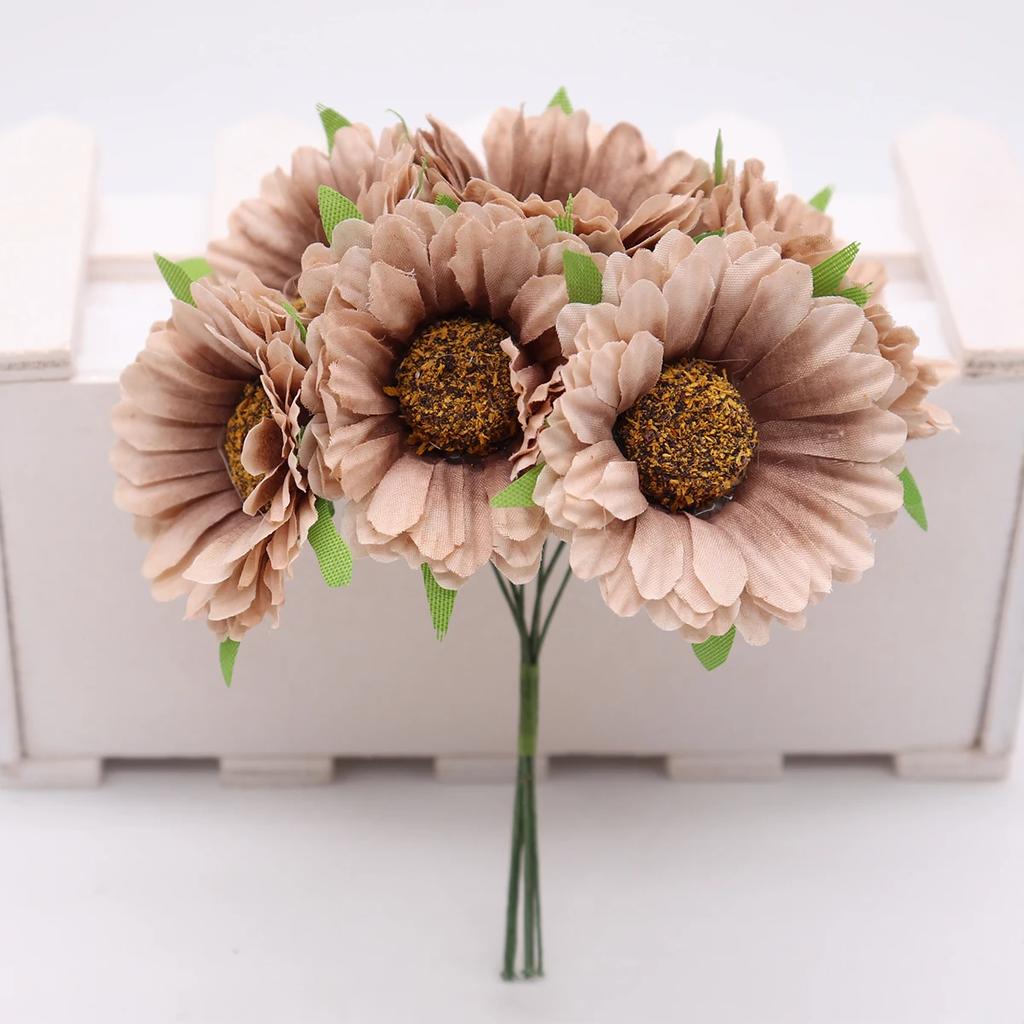 36pcs Handmade Gerbera Fashion Home Garden Bride Diy Wreath Material Wedding Banquet Decoration Artificial Flower Scissors Crown