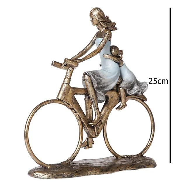 

Bike Parents Figure Resin Father Mother Miniature Daughter Decor Home Art and Craft Wedding Anniversary Gift for Son Ornament M