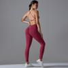 New Seamless Knitted Solid Color Sexy Back Tight Fashion Back V-waist Yoga Suit Running Fitness Set