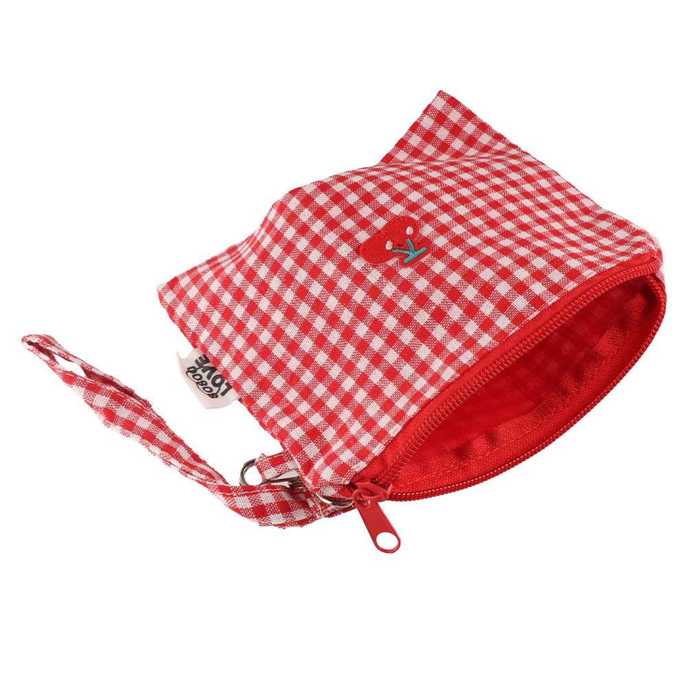 Toiletry Organizer Plaid Makeup Bags Large Capacity Canvas Coin Purse Cherry Cosmetic Bag Outdoor