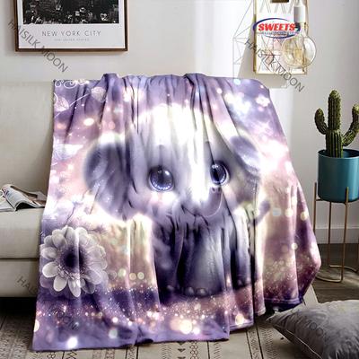 Cute Elephant Moon Themed Soft Flannel Blanket for Sofa,Christmas Couch Throw Bed,Warm Cozy Decorative Blanket Fall Holiday Gift