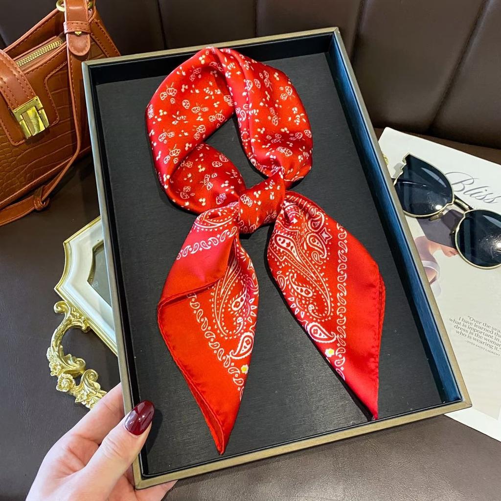 New small square scarf silk scarf women's summer versatile scarf headband silk scarf scarf temperament advanced neck protection spring and autumn thin