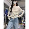 Stylish Thin Hollow Long Sleeves Knitwear Women's Early Autumn Loose Casual Black Blouse Loose Bottoming Tops