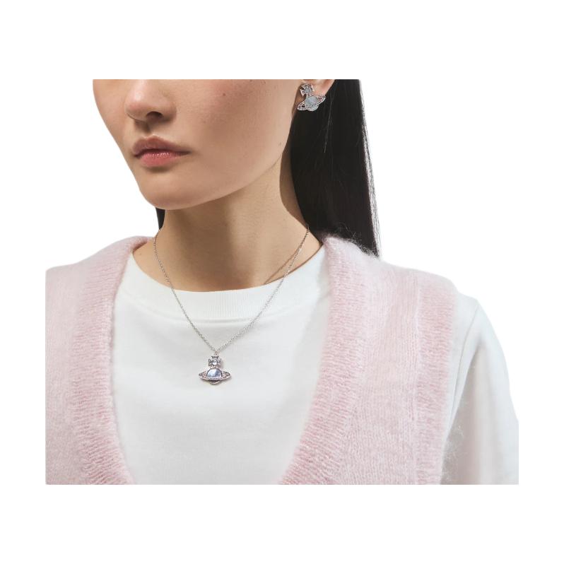 VIVIENNE WESTWOOD Rina Star Cloud Saturn Plated Gold Earrings Women Earrings Pink-Purple-Diamond Silver 6201036D-02P618