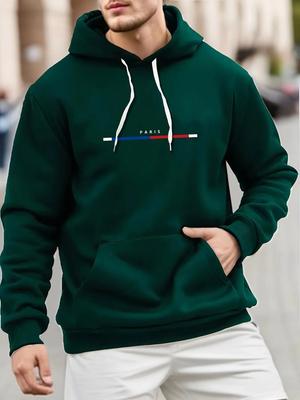 Paris Printed Hoodie for Men's Casual Autumn and Winter, Minimalist Hoodie, New Spring and Autumn Hoodie
