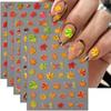 Geprägte Herbst-Nagelkunst-Sticker, 5D Thanksgiving-Tag Nagel-Aufkleber, Selbstklebende Ahornblätter für DIY Herbst-Nagelzubehör Dekoration(5 Blätter)