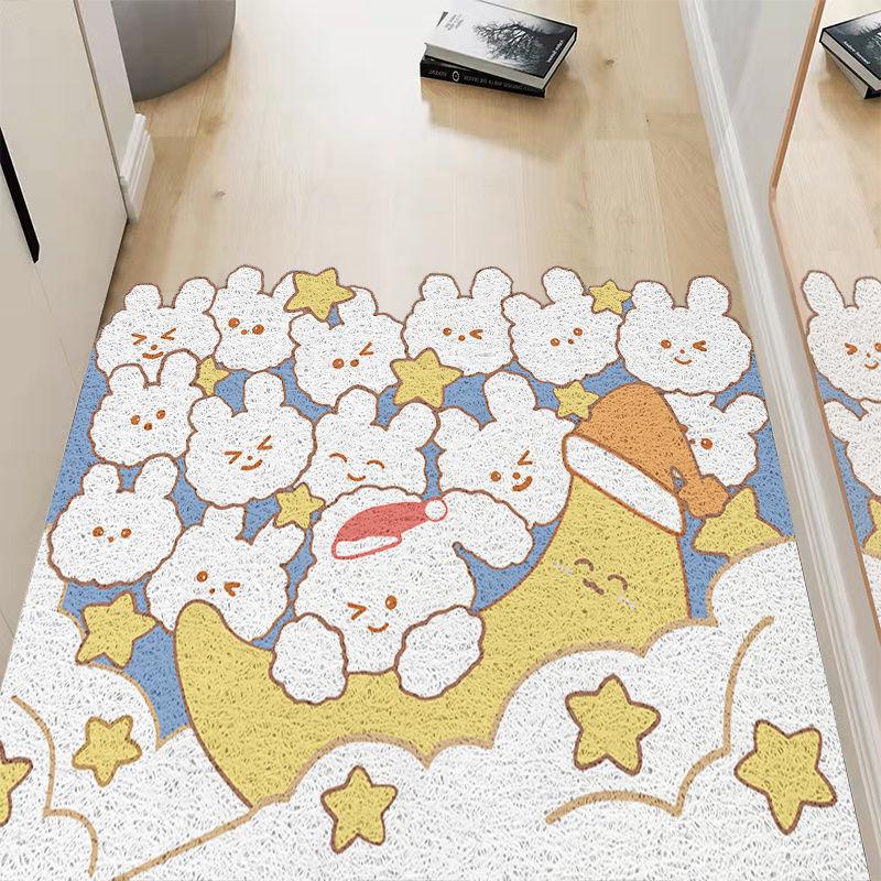 Cute Animal Entrance Door Rubbing Soil Foot Pad Waterproof Non-Slip Silk Ring Floor Mat Household Living Room Bathroom Door Mat