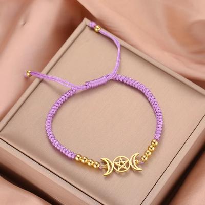 Lucktune Witch Triple Moon Goddess Bracelets Stainless Steel Luna Pentacle Charm Bracelet for Women Hecate Spiral Amulet Jewelry
