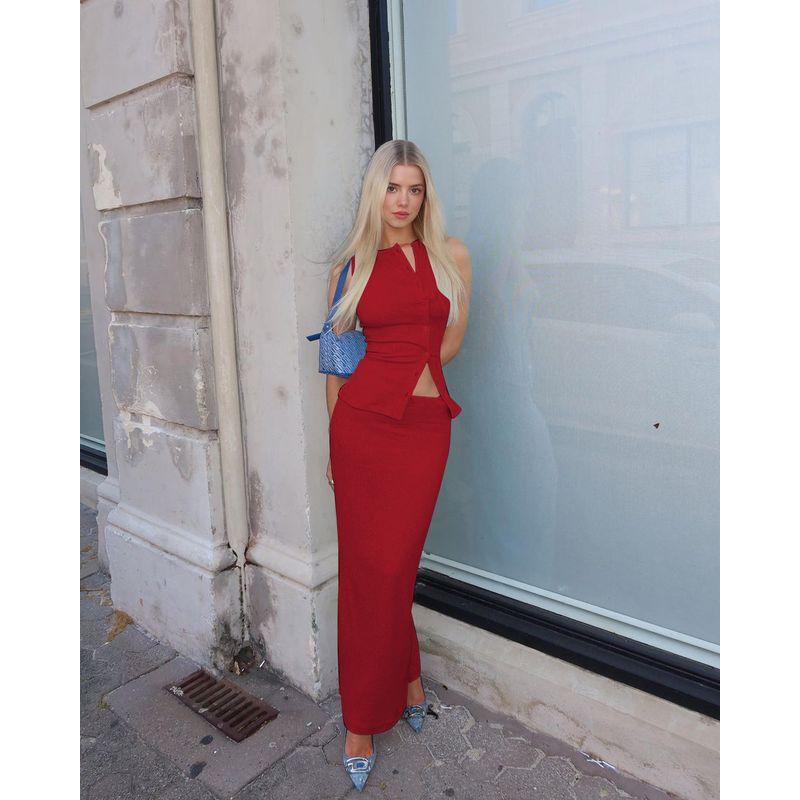 

Детский голубой белый кардиган без рукавов жилет + юбка-футляр комплект из двух предметов лето новый набор в стиле гяру Red S