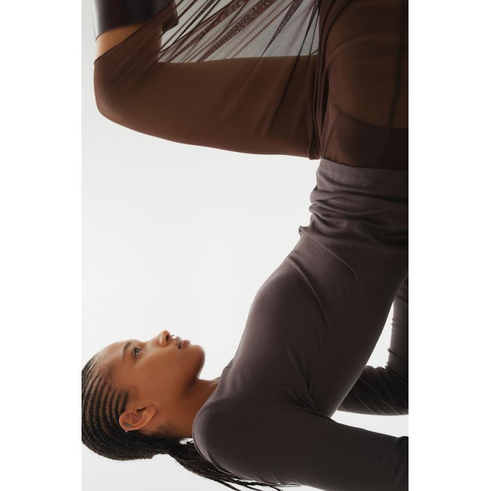 

Трикотажный топ с длинными рукавами HM темно-серый