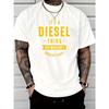 Men's Quick-Dry Breathable Casual T-Shirt with Bold "It's a Diesel Thing" Letter Print Graphic Tee for Outdoor Sports