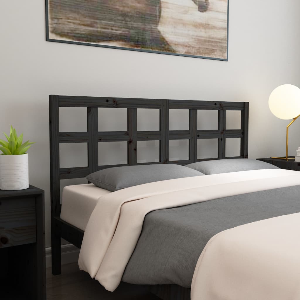 Headboard In Black 145.5 X 4 X 100 Cm Solid Pine Wood