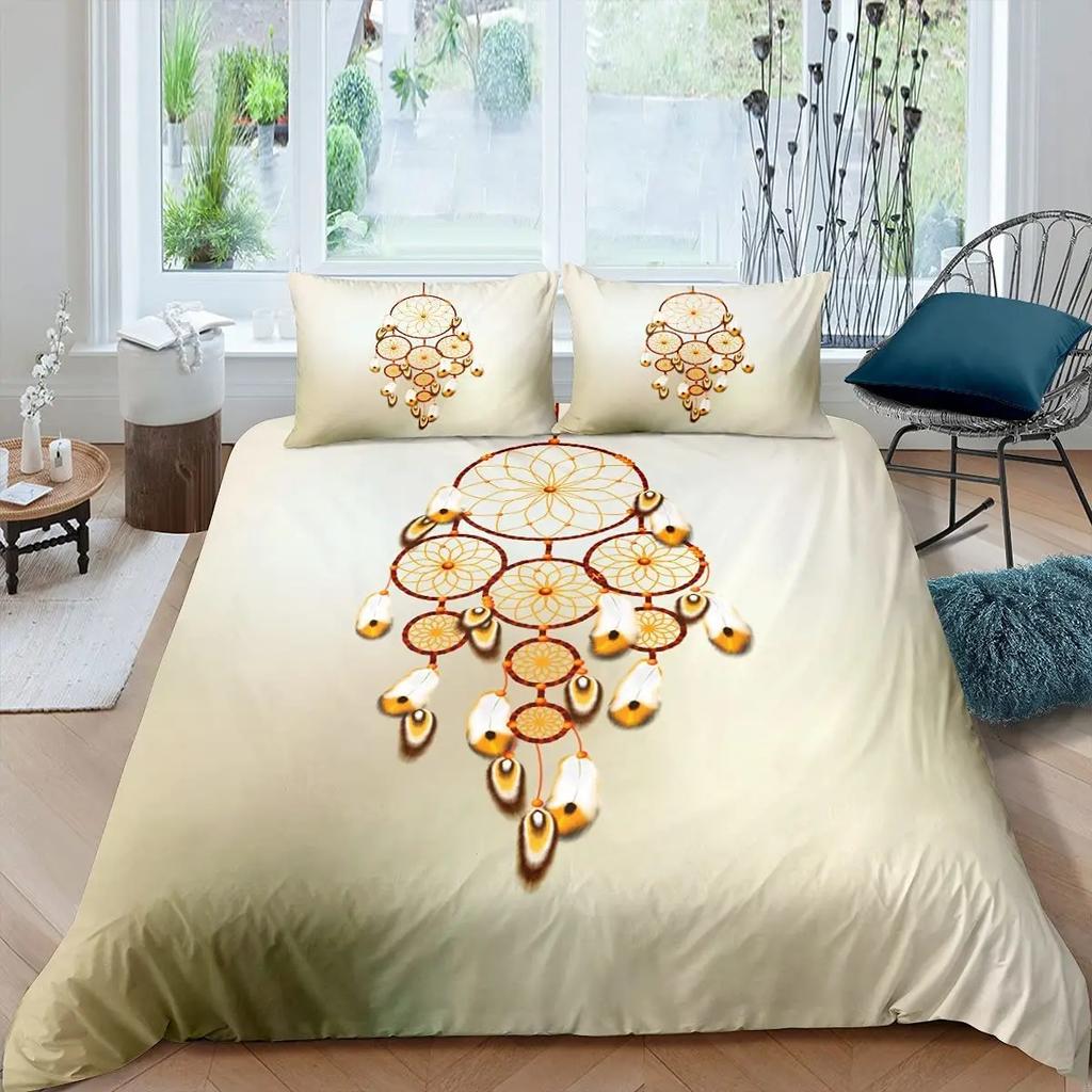 Lapač snů Povlak na přikrývku Lapač snů Galaxie Ložní souprava Boho Peří Povlak na přikrývku Indiánský Kmenový Měkký Polyesterový Povlak na přikrývku