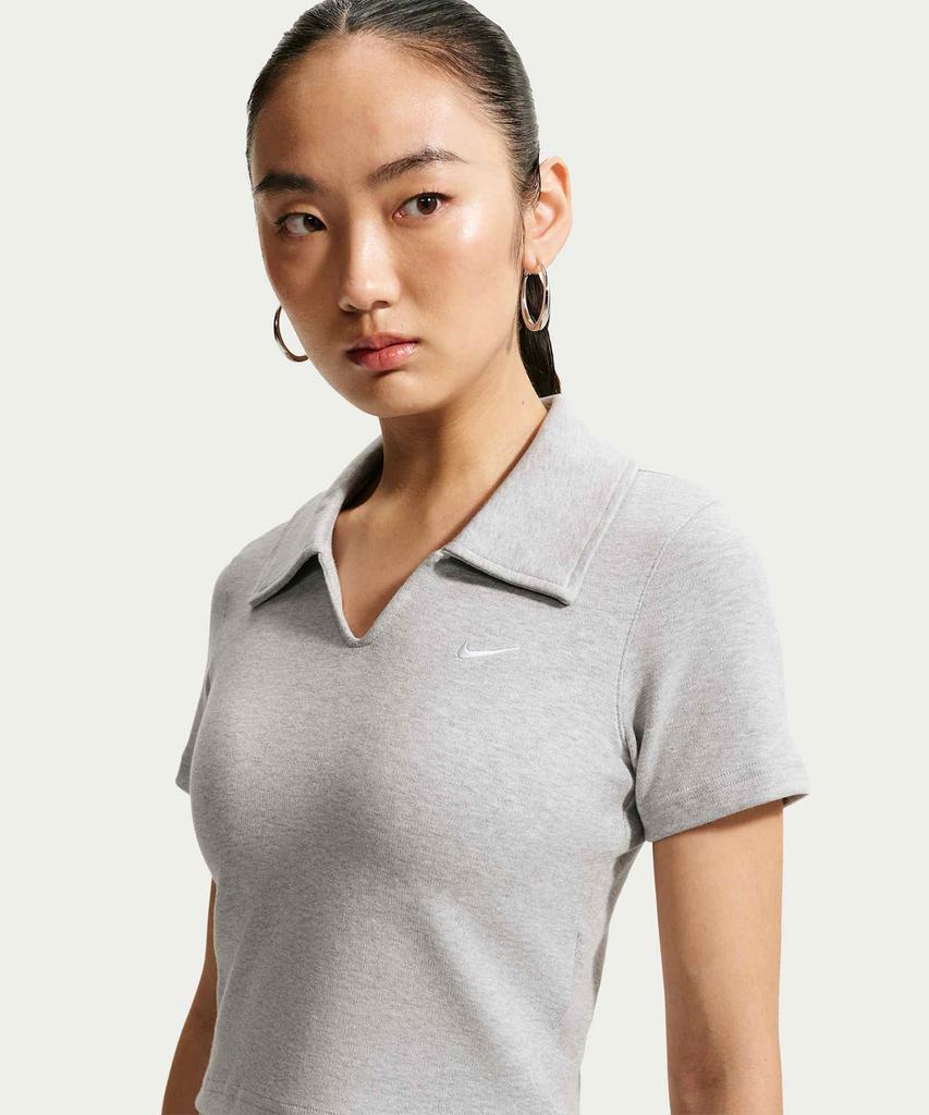NIKE Sportswear Tight Crop Polo W - Wolf Grey:Heather:White / Io2730-012