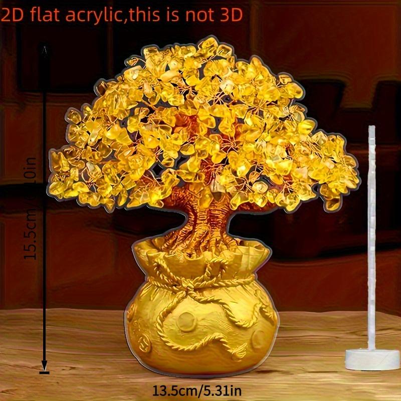 2D Flat Acrylic Printed Money Tree Desktop Decoration, Money Tree Design, Home Decor Plaque Hanging Wall Art Decorative Garden Decoration for Room Doo